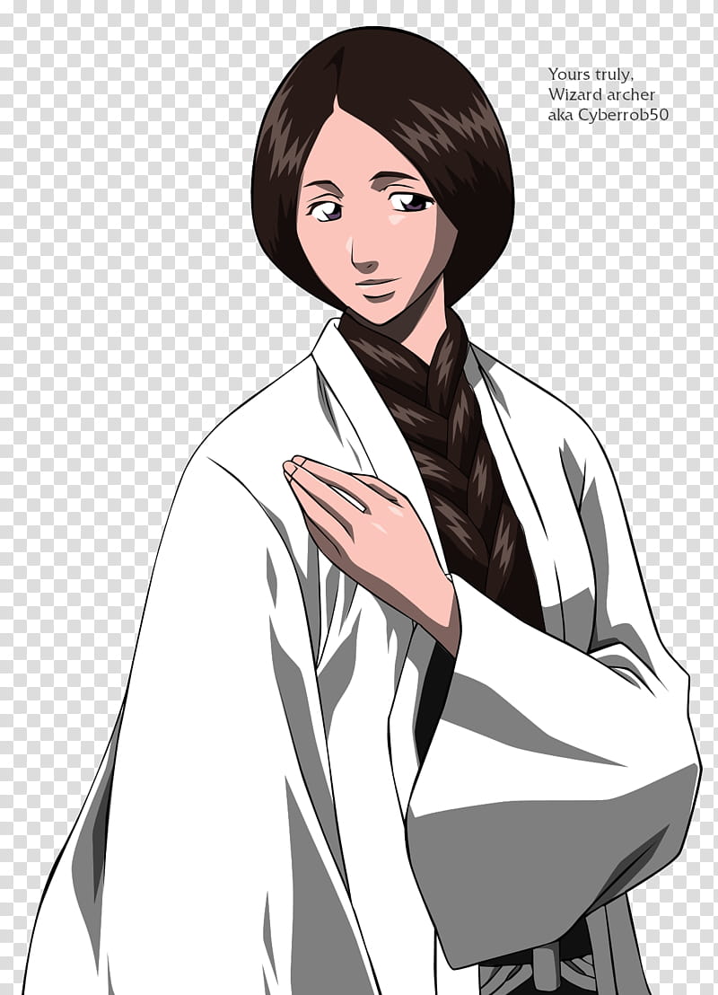 Unohana Retsu, black-haired female anime character wearing white kimono transparent background PNG clipart