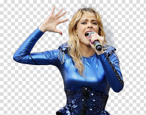 Martina Stoessel, woman singing using a microphone transparent background PNG clipart