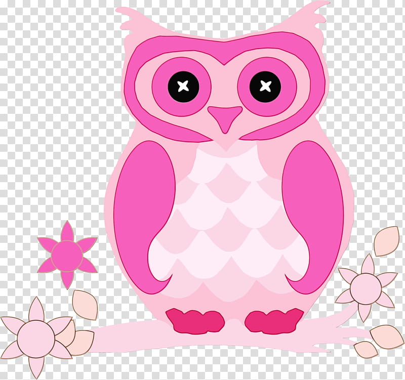 Black-and-white Owl Bird Beak Pink, Watercolor, Paint, Wet Ink, Blackandwhite Owl, Cartoon, Bird Of Prey, Magenta transparent background PNG clipart
