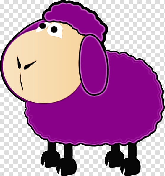 cartoon pink purple snout, Watercolor, Paint, Wet Ink, Cartoon, Sheep, Magenta transparent background PNG clipart