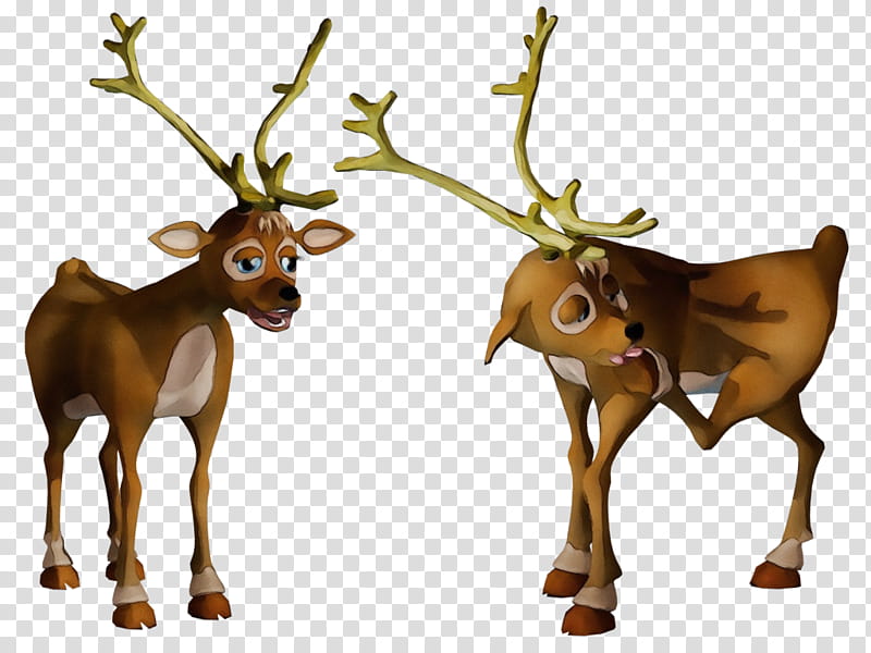 Reindeer, Watercolor, Paint, Wet Ink, Wildlife, Antler, Elk, Animal Figure transparent background PNG clipart