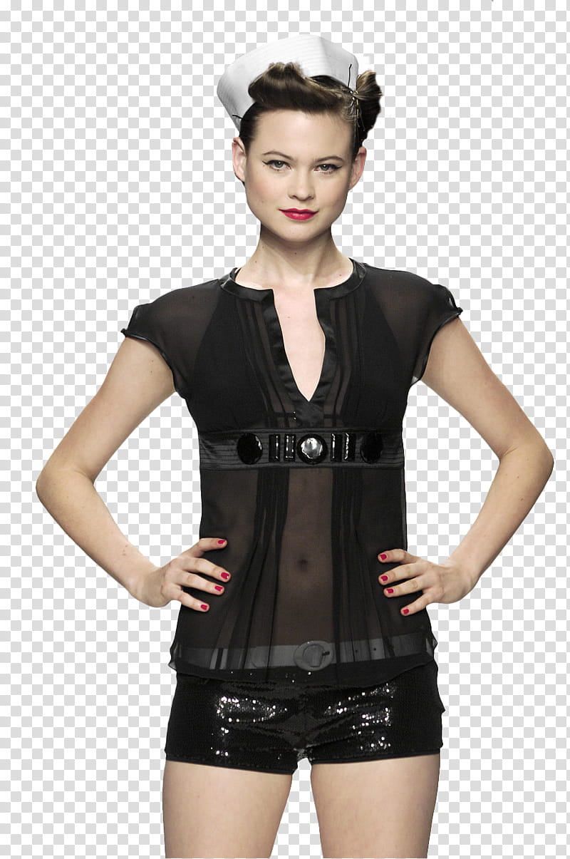 Behati Prinsloo , women's black scoop-neck top transparent background PNG clipart