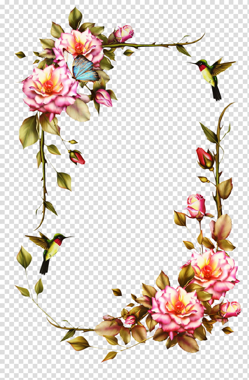 Spring Flowers Frame, Frames, Flower Frame, Rose, Ikea Beautiful Flower Frame, Drawing, Floral Design, Watercolor Painting, Pink, Spring transparent background PNG clipart