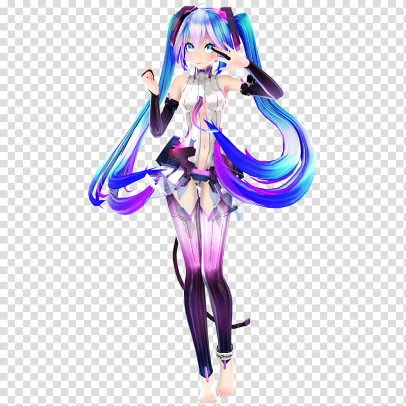 Tda Galaxy Append Woman With Blue And Pink Hair Anime - blue anime galaxy background