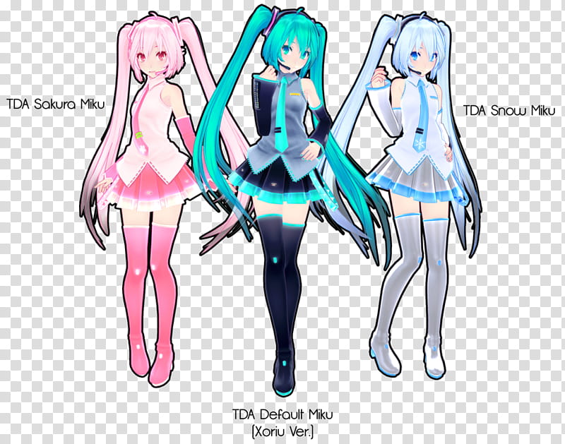 TDA Miku Trio DL, three female anime characters transparent background PNG clipart