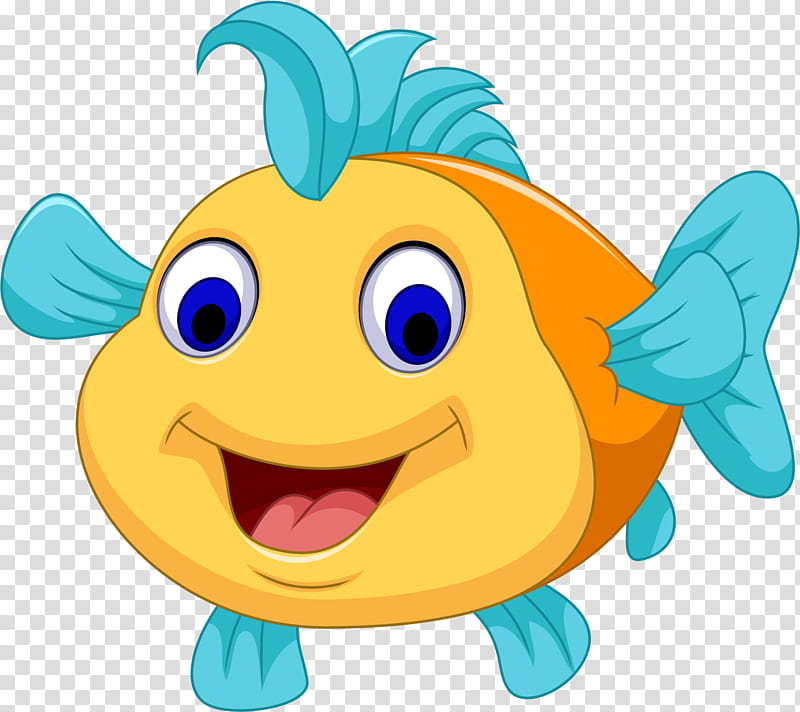 Fish, Cartoon, Cuteness, Yellow, Turquoise, Smile, Smiley, Happy transparent background PNG clipart