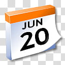 WinXP ICal, white and orange June  calendar icon transparent background PNG clipart