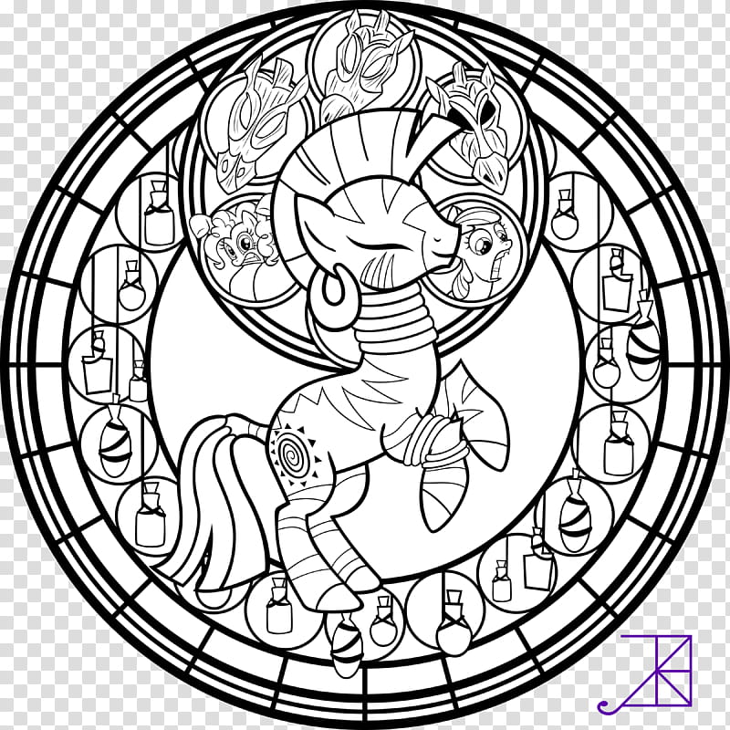 Stained Glass Zecora line art sans smoke, white unicorn illustration transparent background PNG clipart