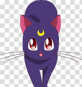 Luna Sailor Moon, purple cat illustration transparent background PNG clipart