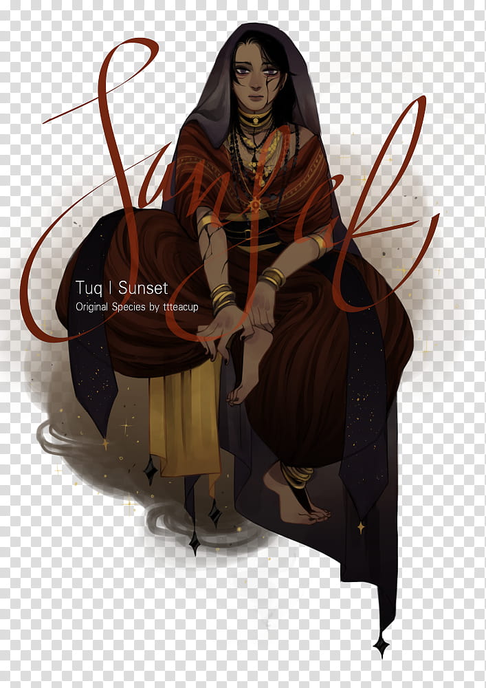CLOSED Tuq Sunset, black-haired woman in dress illustration transparent background PNG clipart