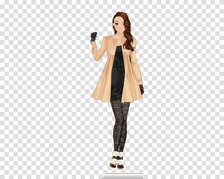 Hipster, woman in brown coat transparent background PNG clipart