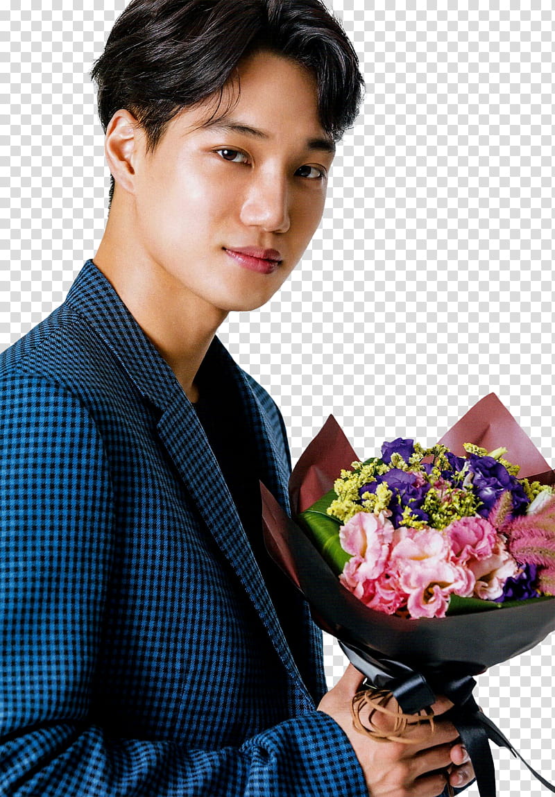 EXO Kai haru hana, man holding bouquet of flower transparent background PNG clipart