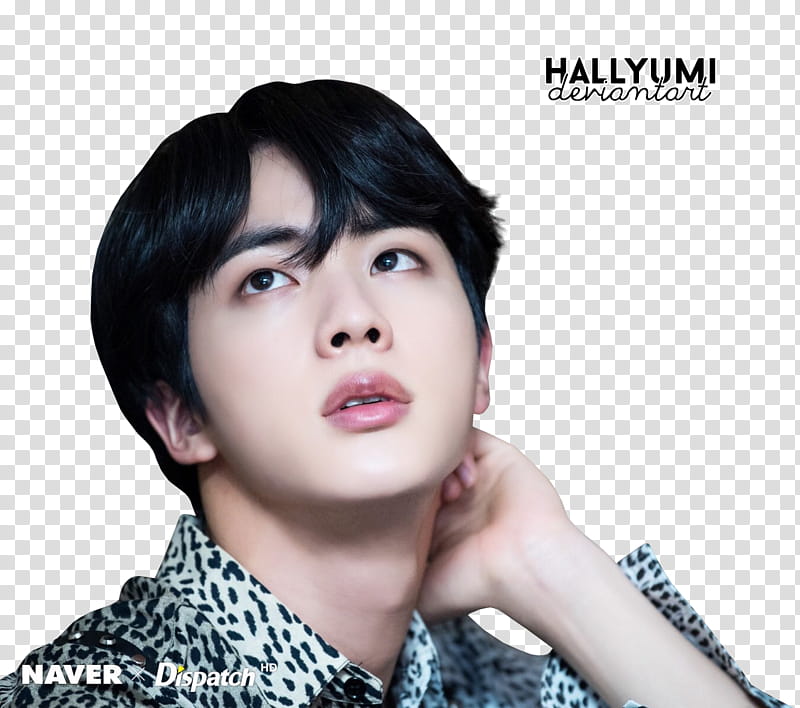 Jin BBMAs , man wearing white and black cheetah print collared long-sleeved shirt transparent background PNG clipart