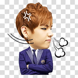 BTS Kakao Talk Emoticon Render p, man wearing blue suit jacket transparent background PNG clipart