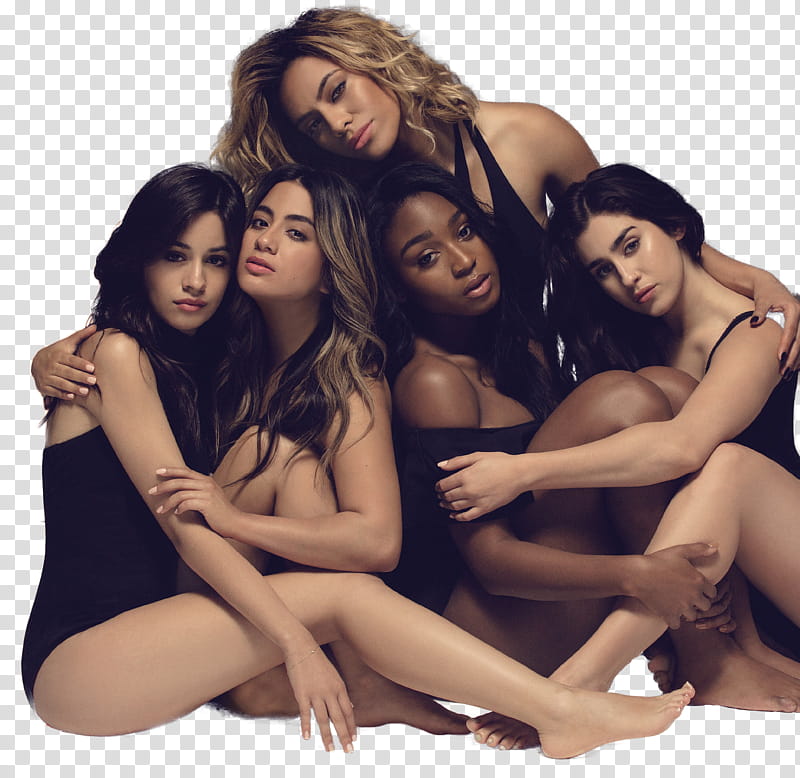 Fifth Harmony, five women hugging each other while sitting transparent background PNG clipart