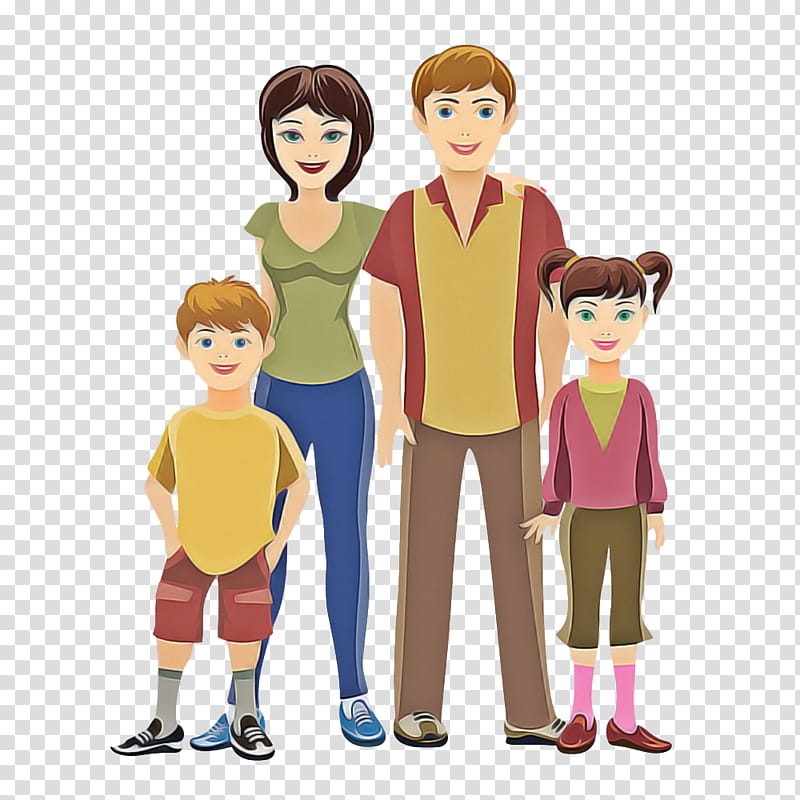 family day family happy, Mother, Father, Cartoon, People, Friendship, Standing, Fun transparent background PNG clipart