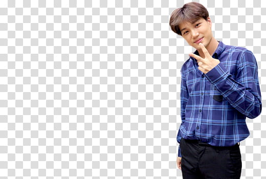 Kai EXO, man showing peace hand sign transparent background PNG clipart