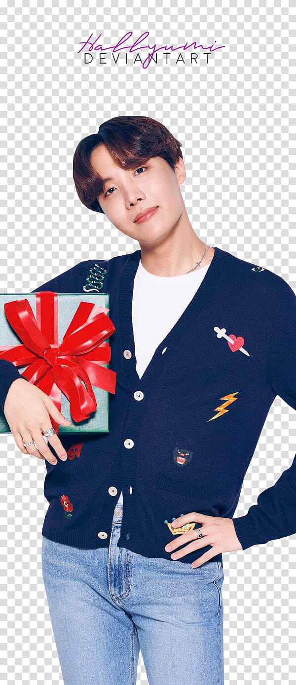 BTS LG Christmas, man holding gift box transparent background PNG clipart