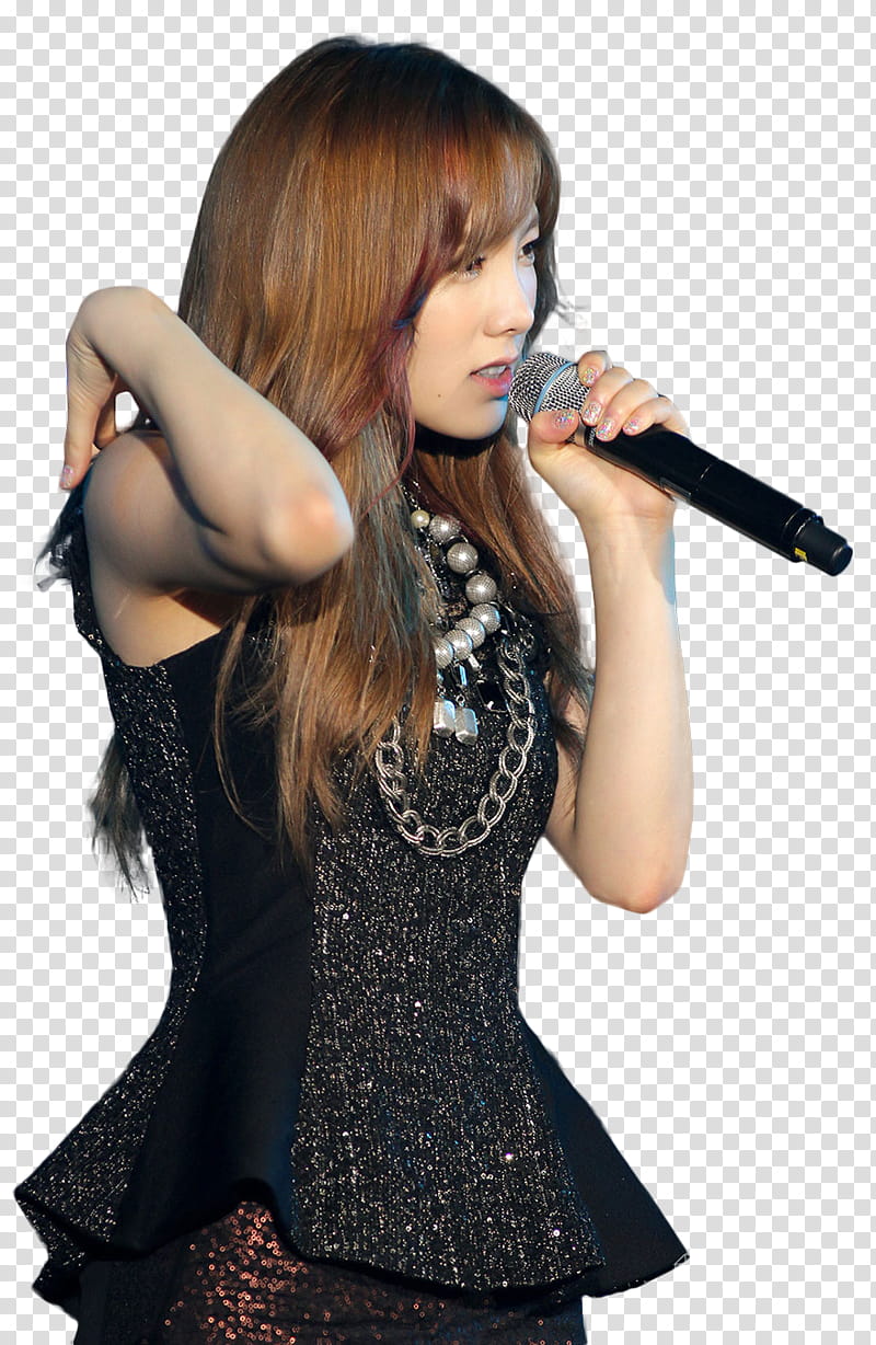 Taeyeon SNSD, woman holding black microphone transparent background PNG clipart