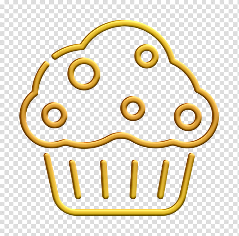 Desserts and candies icon Cup cake icon Muffin icon, Yellow, Smile transparent background PNG clipart