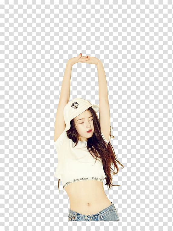 IU GQ p, woman stretching arms transparent background PNG clipart