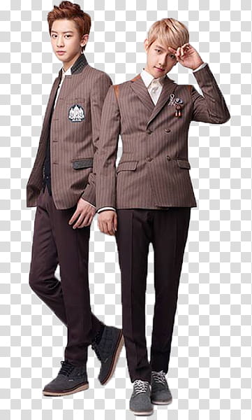 ChanBaek Render, two men wearing suit jackets transparent background PNG clipart
