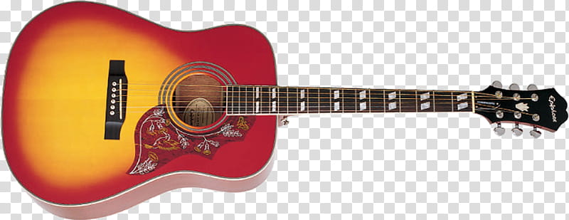 Guitar, red and yellow acoustic guitar transparent background PNG clipart