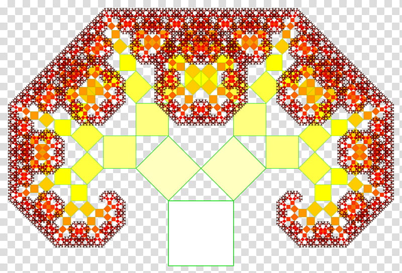Yellow Tree, Pythagoras Tree, Pythagorean Theorem, Fractal, Geometry, Mathematics, Recursion, Square transparent background PNG clipart