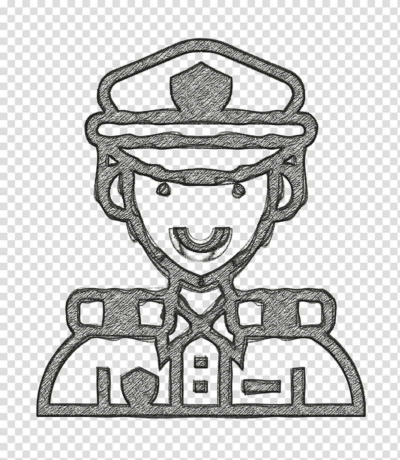 Careers Men icon Police icon Sergeant icon, White, Line Art, Cartoon, Coloring Book, Blackandwhite transparent background PNG clipart