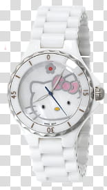 Hello Kitty Set, round white Hello Kitty analog watch transparent background PNG clipart