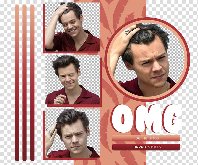 Harry Styles, man wearing red collared shirt collage transparent background PNG clipart