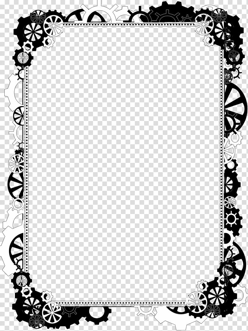 Bdr Steampunk Bling , black and white borderlines transparent background PNG clipart