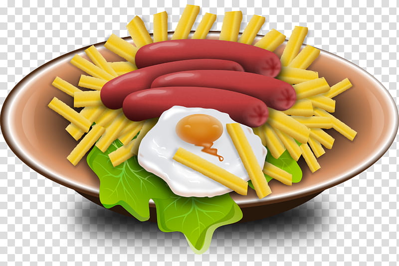 Junk Food, Hot Dog, French Fries, Fried Egg, Breakfast, Takeout, Frying, Restaurant transparent background PNG clipart