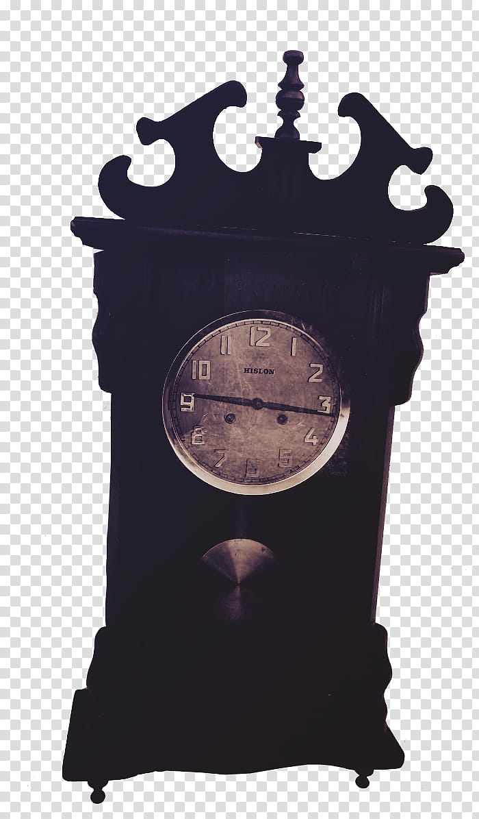 Antique Clock , black wooden pendulum clock displaying : transparent background PNG clipart