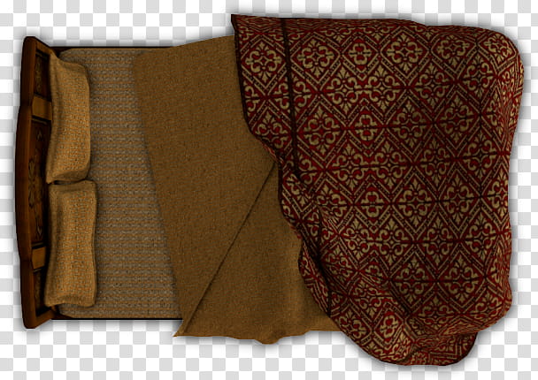 RPG Map Elements , brown and red blanket and two brown pillows transparent background PNG clipart