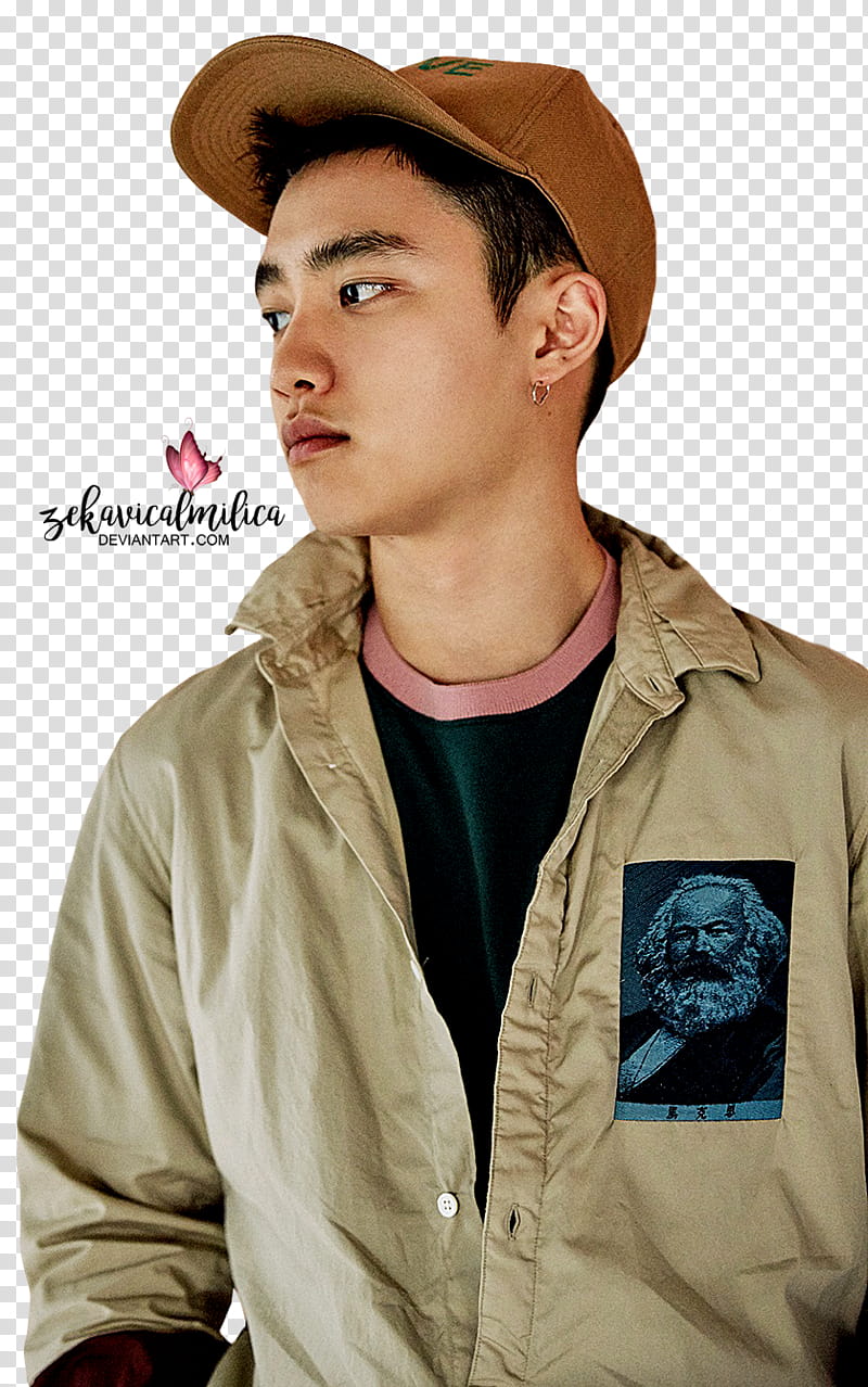 EXO D O Lucky One, man in brown cap transparent background PNG clipart