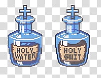 colorfull overlays archive, two Holy water and holy shit bottles transparent background PNG clipart