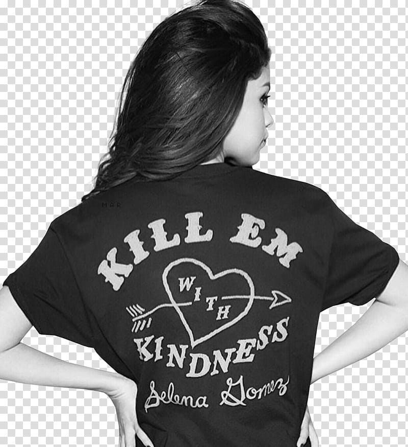 Selena Gomez, Selena Gomez wears Kill Me with Kindness shirt transparent background PNG clipart