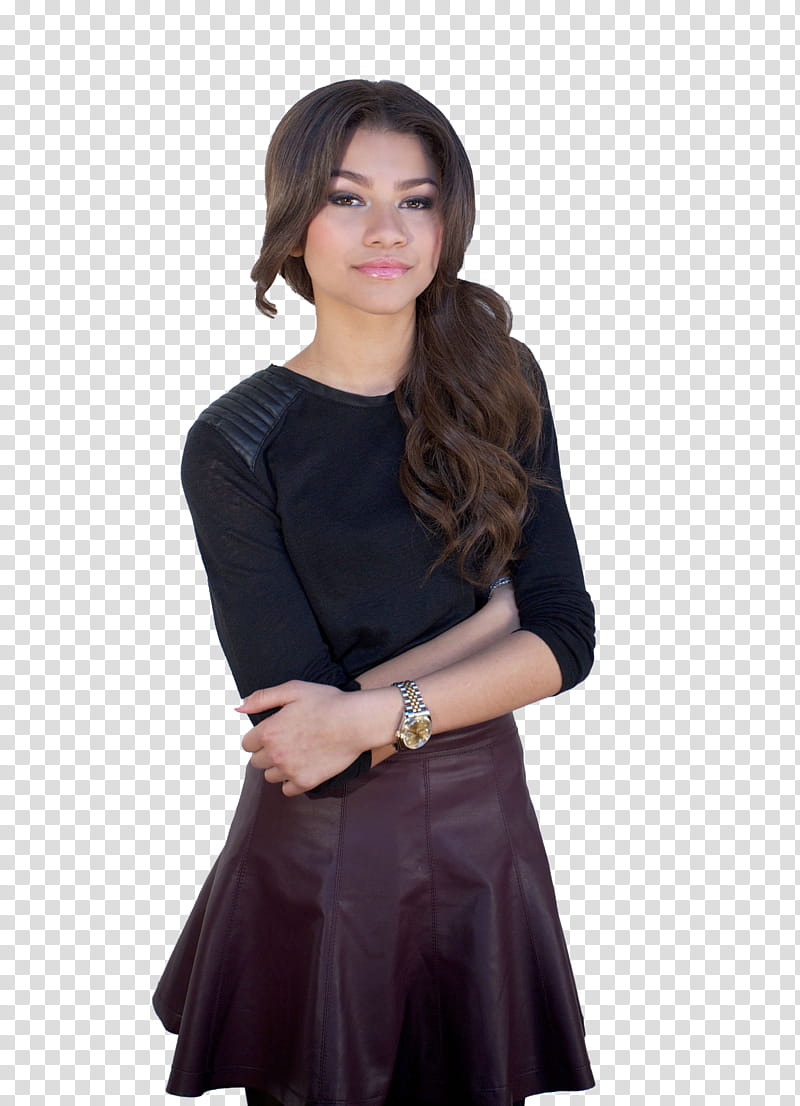 Zendaya Coleman, Zendaya in maroon leather skirt transparent background PNG clipart