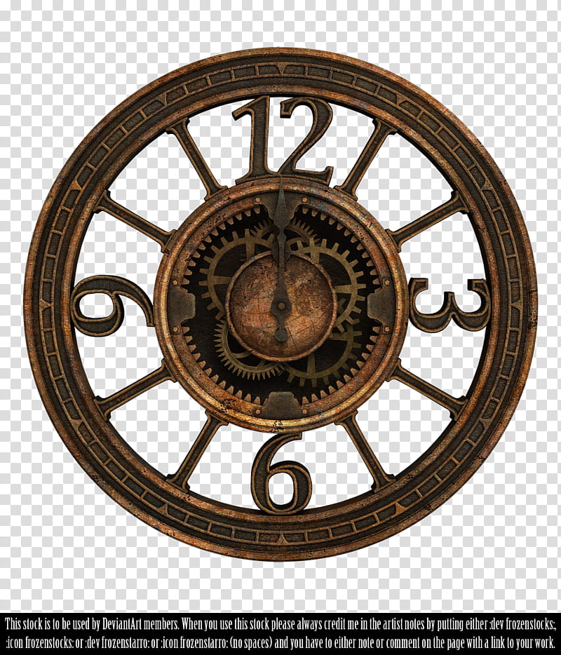 RESTRICTED Steampunk Clock II Render, round brown analog clock at : transparent background PNG clipart
