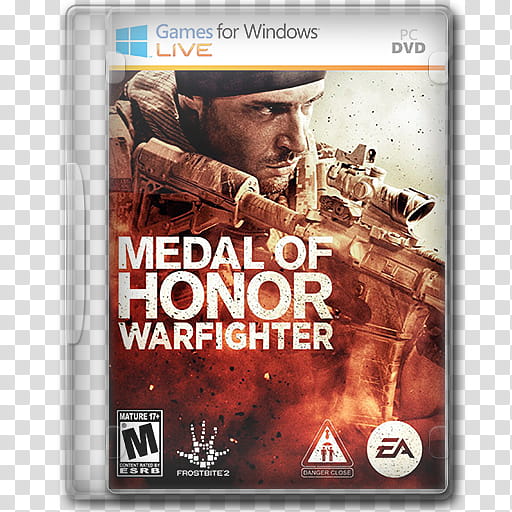 Icons Games ing DVD CASE NEW LOGO GFWL, Medal of Honor Warfighter, PC-DVD Medal of Honor Warfighter case transparent background PNG clipart
