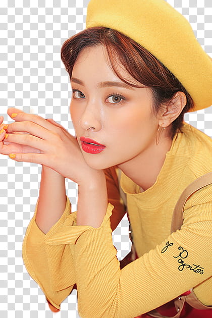 Byun Jungha STYLENANDA, woman wearing yellow long-sleeved shirt transparent background PNG clipart