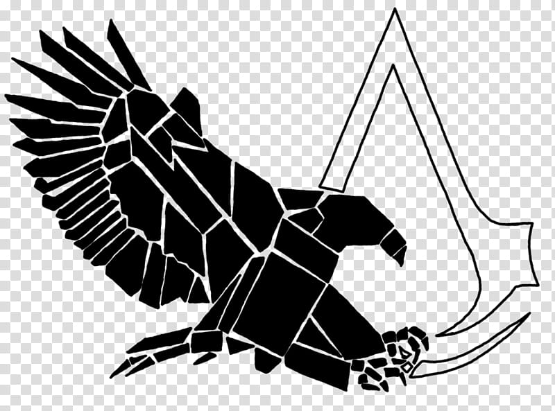 Assassins Creed Eagle Insignia, black bird logo transparent background PNG clipart