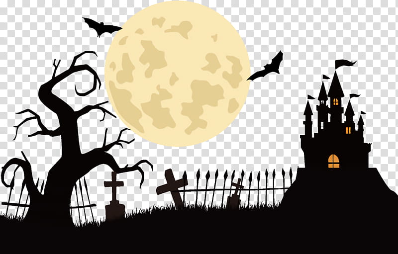 haunted house halloween haunted halloween, Halloween , Full Moon, Celestial Event, Silhouette, Sky, Moonlight, World transparent background PNG clipart