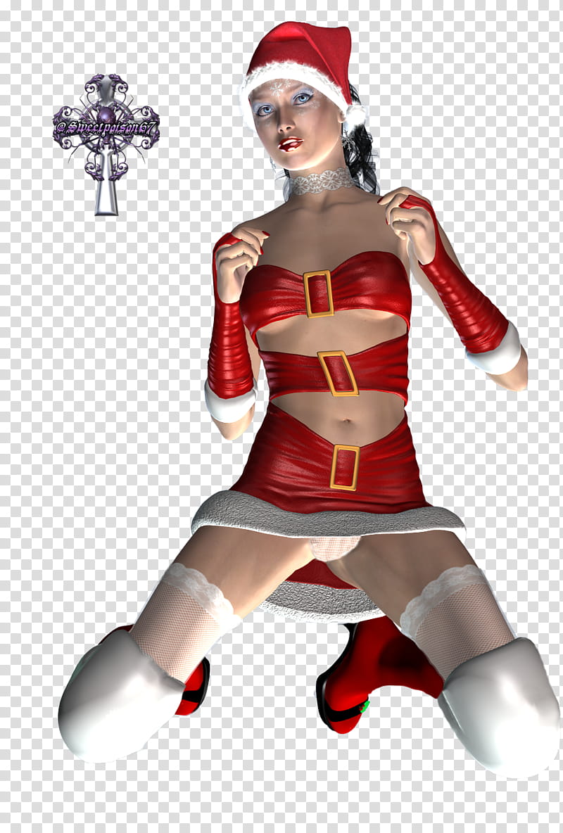 Sexy Xmas, women wearing red dress illustration transparent background PNG clipart