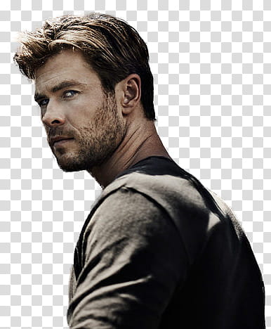 Chris Hemsworth, Chris Hemsworth in black shirt transparent background PNG clipart