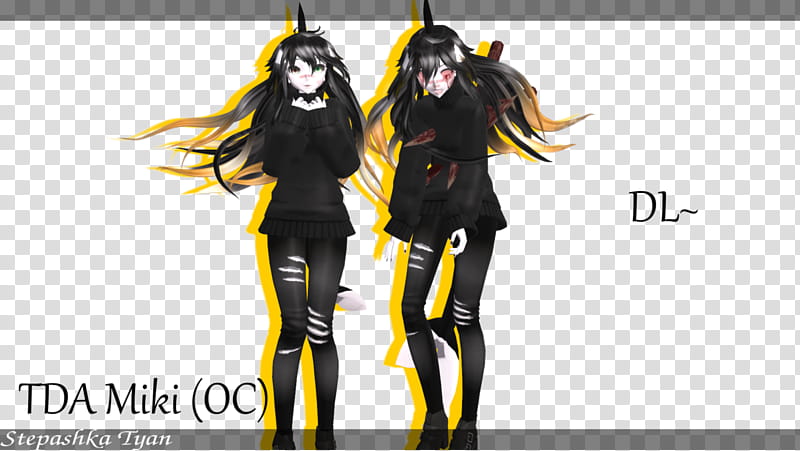 (MMD OC) TDA Miki (DL), black and yellow action figure transparent background PNG clipart