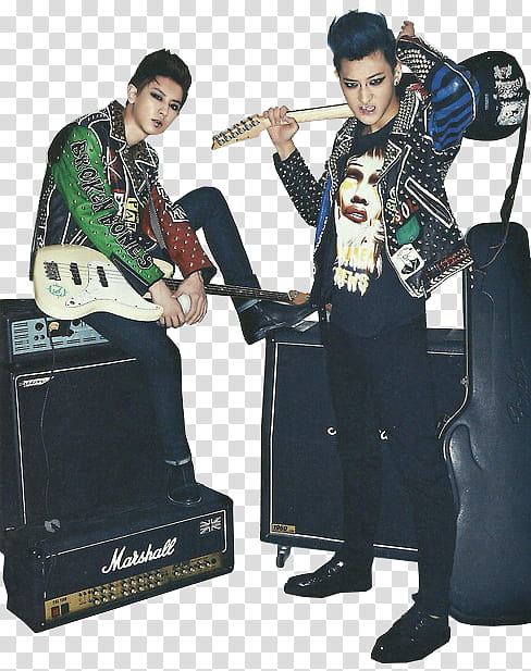 EXO PART TWO  S, two man holding electric guitars transparent background PNG clipart