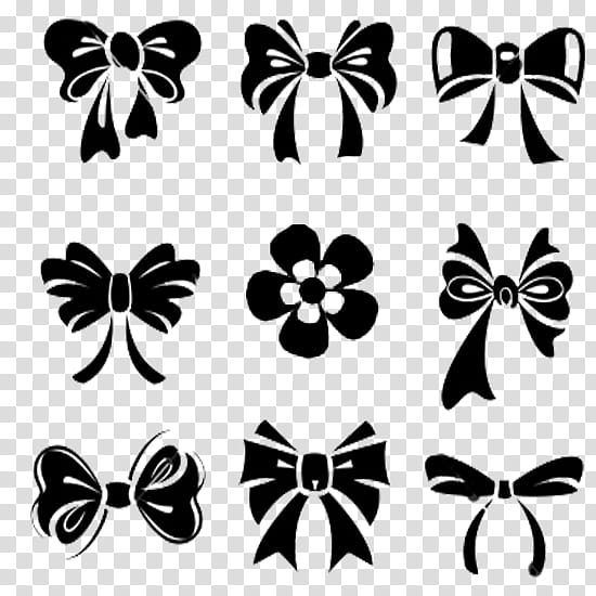 Ribbon Bow Ribbon, Silhouette, Black, Blackandwhite, Bow Tie, Stencil, Plant transparent background PNG clipart