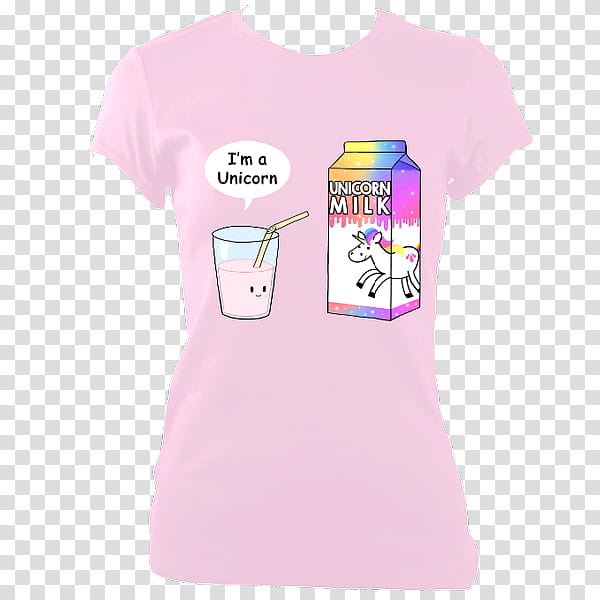 Unicorn, Tshirt, Sleeve, Unisex, Pink, Milk, Outerwear, Drinking Straw transparent background PNG clipart